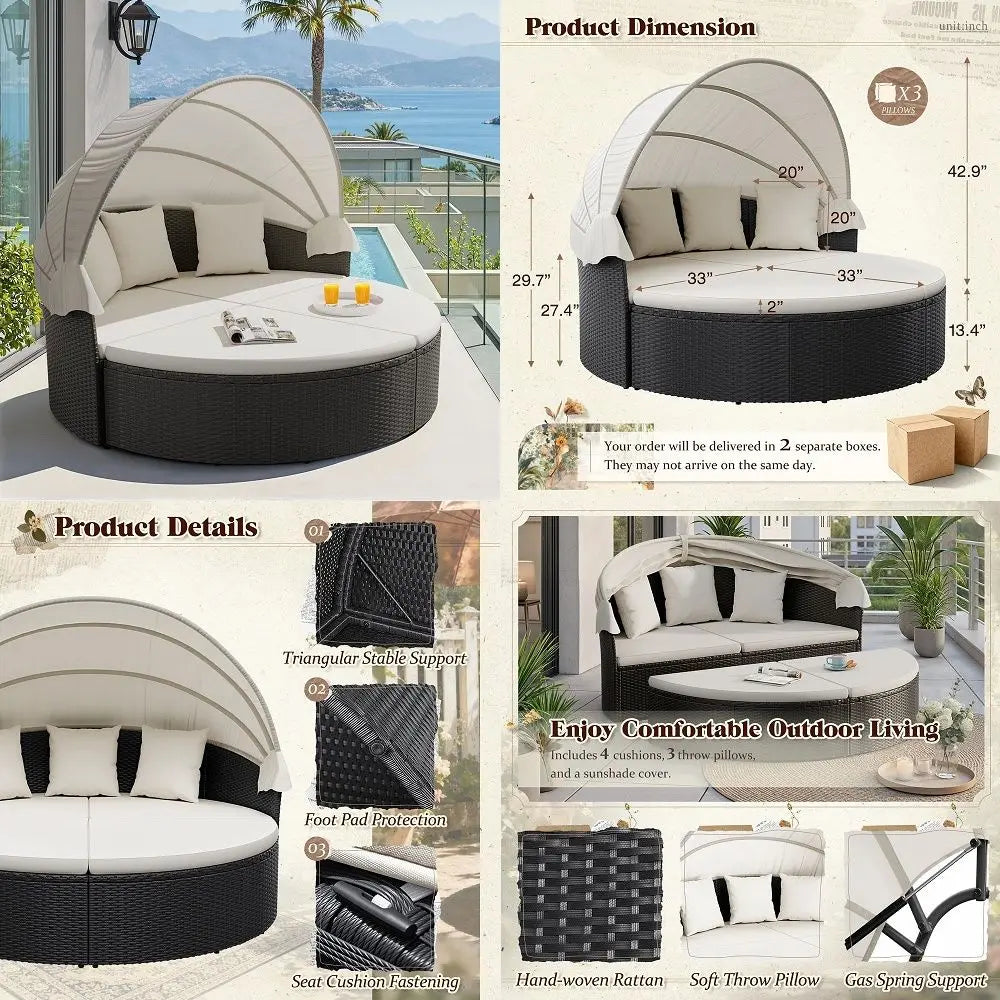 Daybed with Retractable Canopy