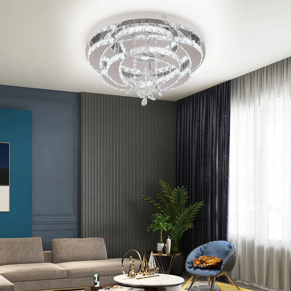 Luxury Crystal Chandelier Modern Ceiling Lamp Led  Dimmable