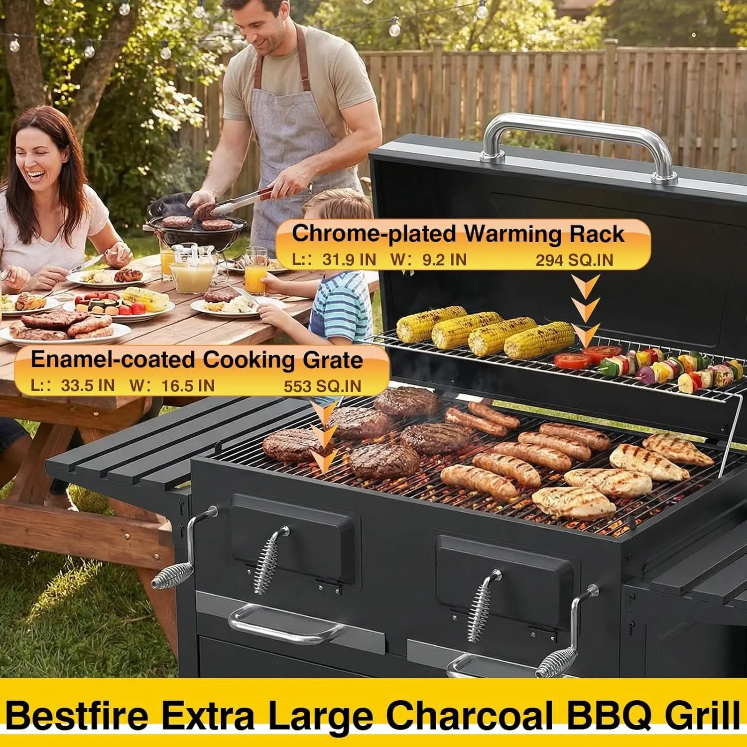 63' Charcoal BBQ Grill & Smoker