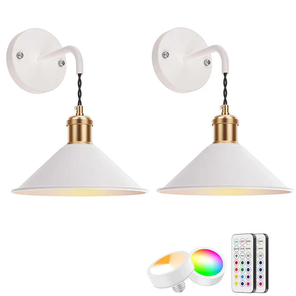 2Pc. Battery-Operated Wall Sconces with Remote