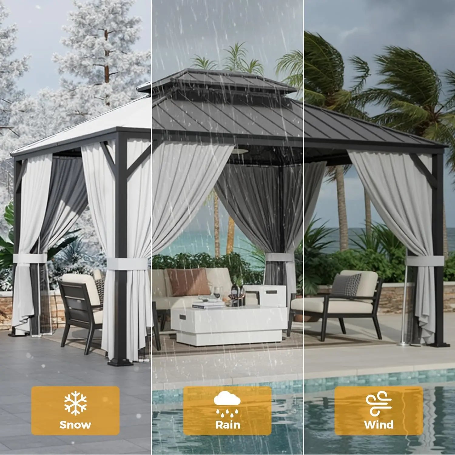 10'x12' Outdoor Hardtop Gazebo, Aluminum