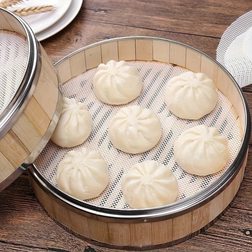 3pcs/set Reusable Non-Stick Bamboo Steamer Liners