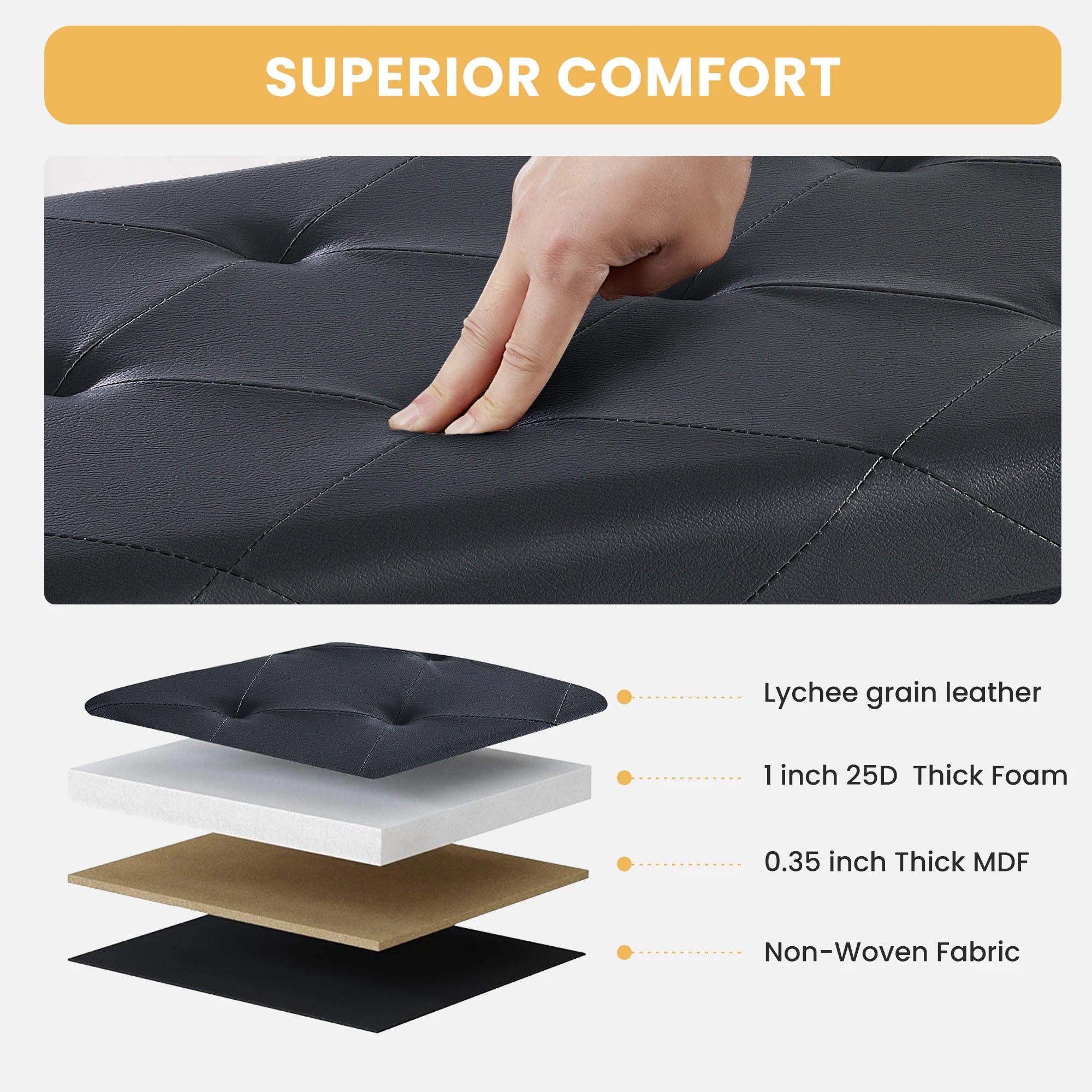 43" Leather Folding Ottoman