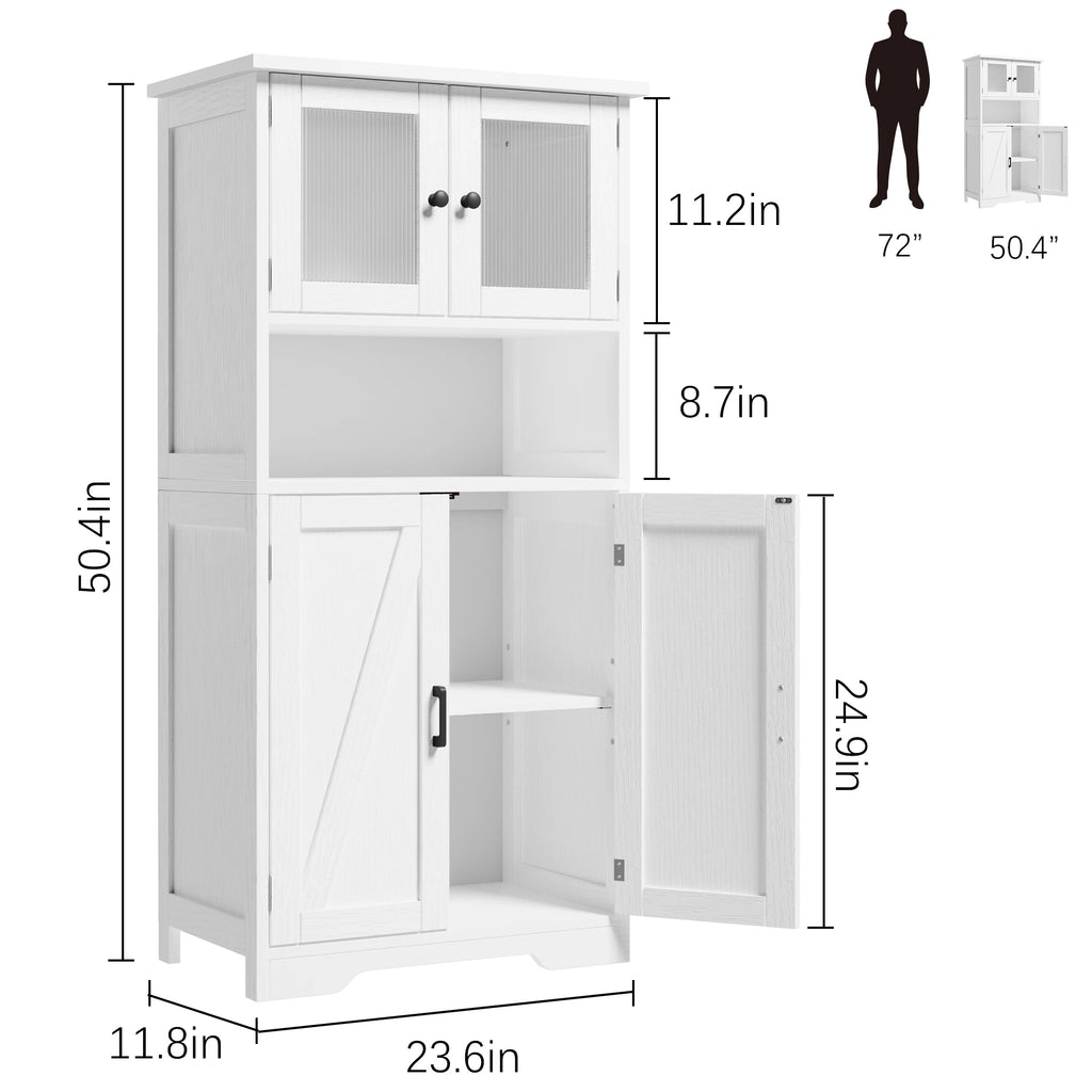 Free Standing Cabinet with 4 Doors and Open Space