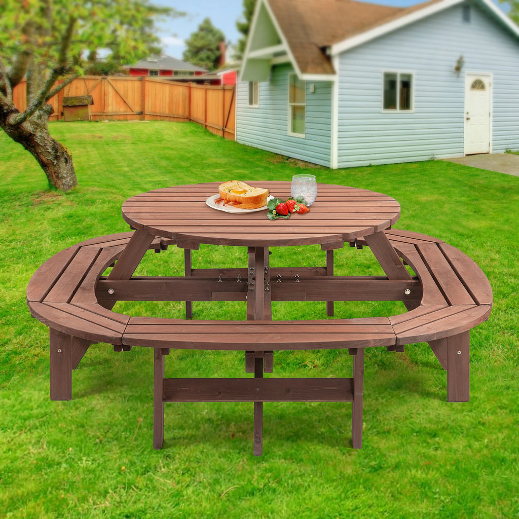 Solid Wood Round Picnic Table