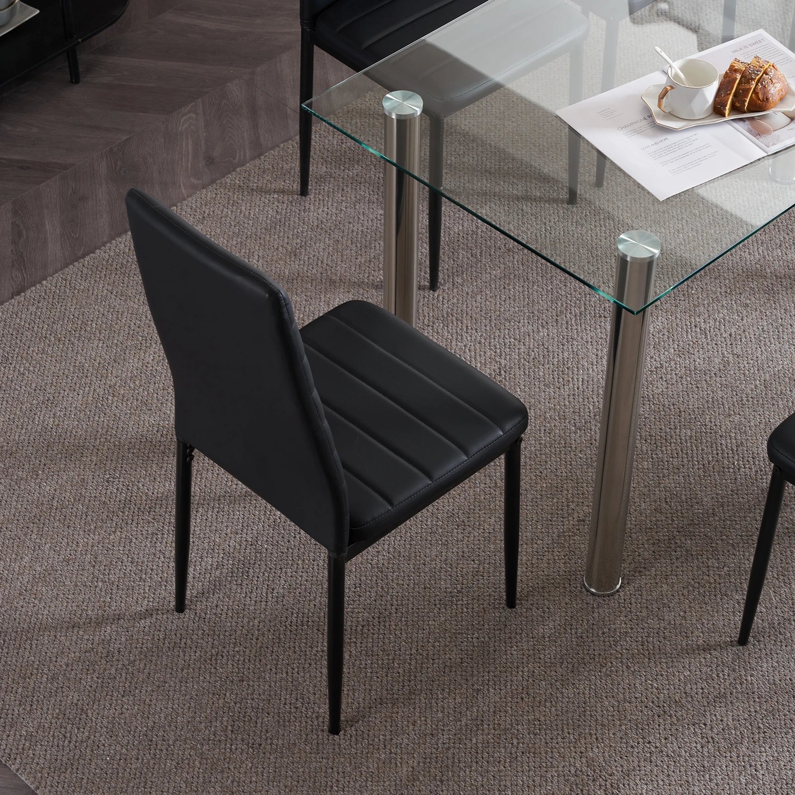 4-Pc. Black High Backrest Dining Chairs