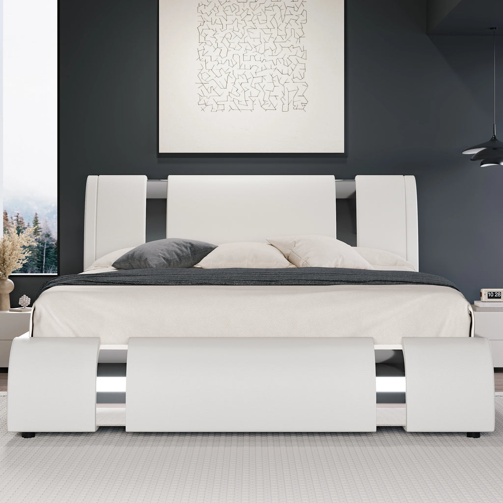 Leather Low Profile Platform Bed