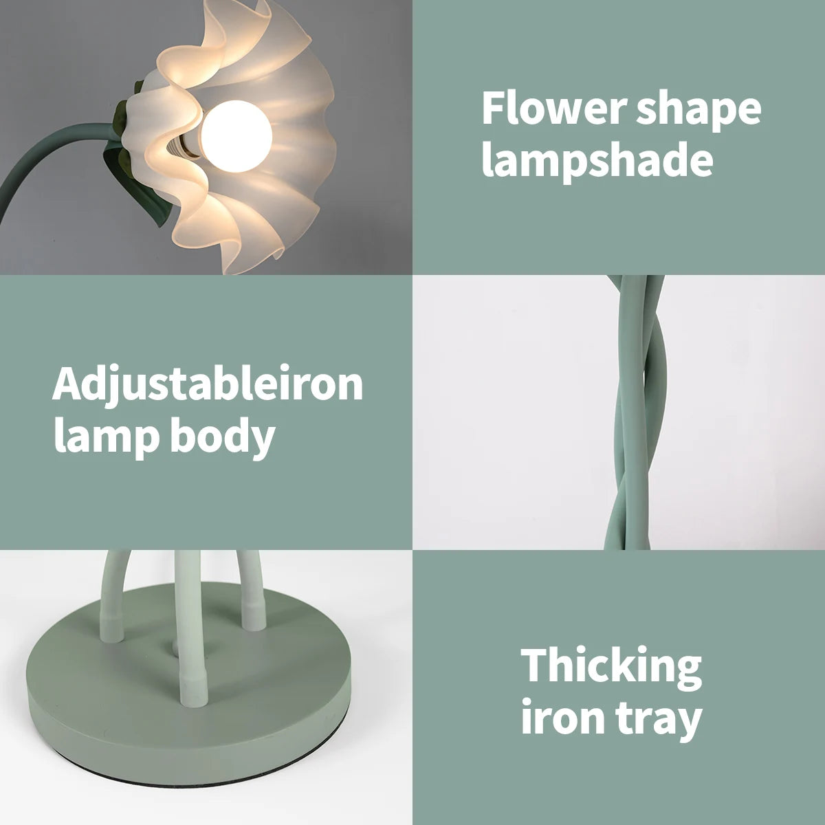 Flower Floor Lamp, Contains Bulb, Dimmable, Flexible Neck Shaft
