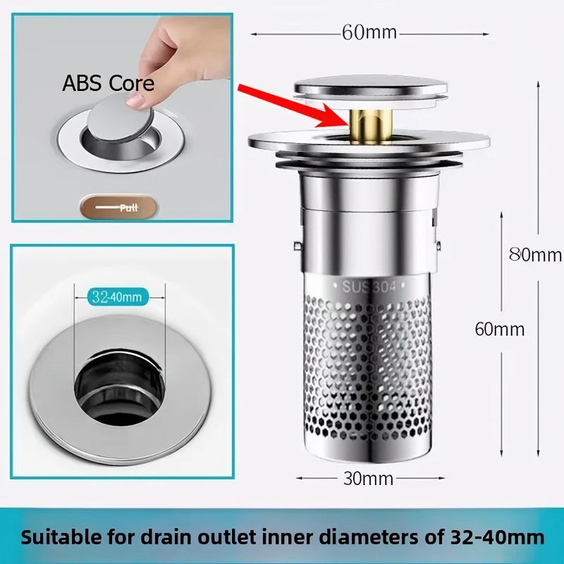 Press-Type Easy Install Anti-Clog Drain