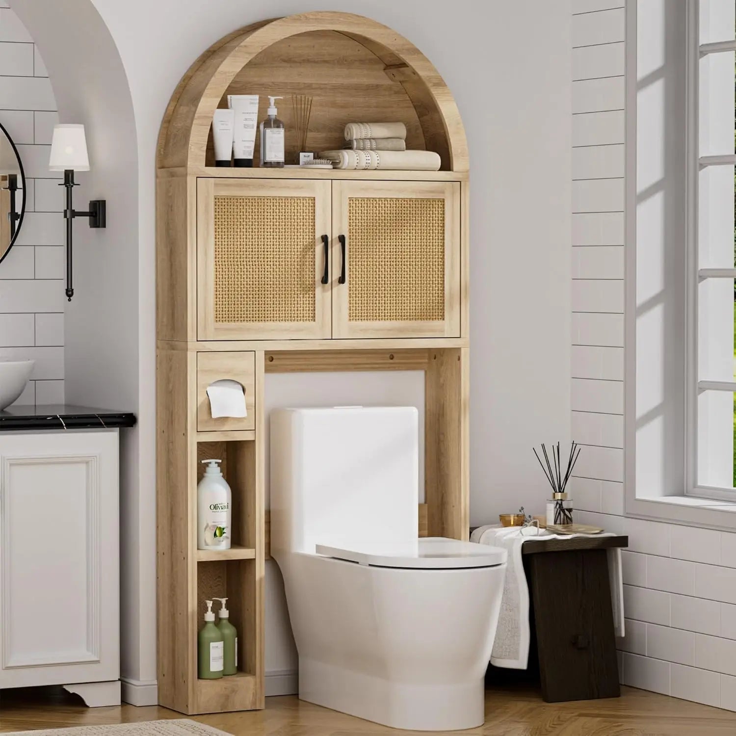 Over The Toilet Storage Cabinet, Bathroom Shelf Organizer Freestanding, Bathroom Arch Cabinet Over Toilet, Customized