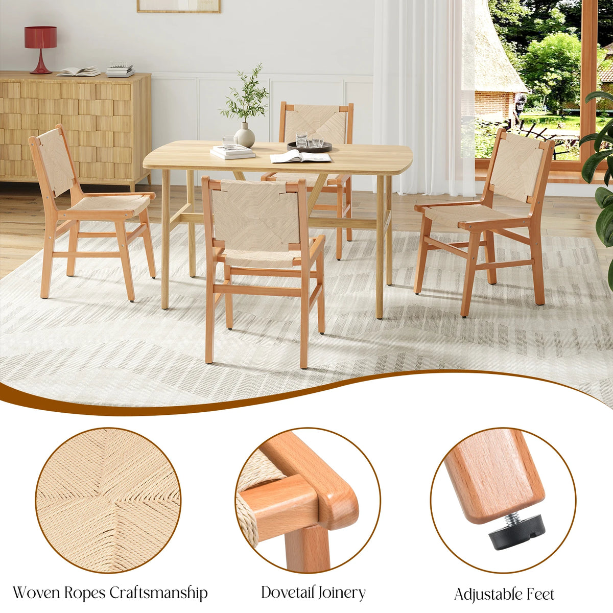 Set of 2 Wood Frame Chairs
