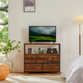 Fireplace TV Stand with 5 Fabric Drawers