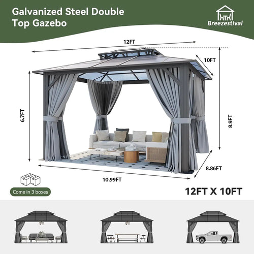 10'x12' Hardtop Permanent  Outdoor Gazebo