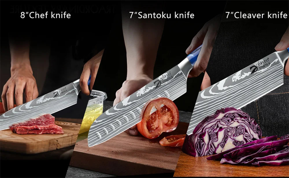 8pcs Stainless Steel Chef Knives