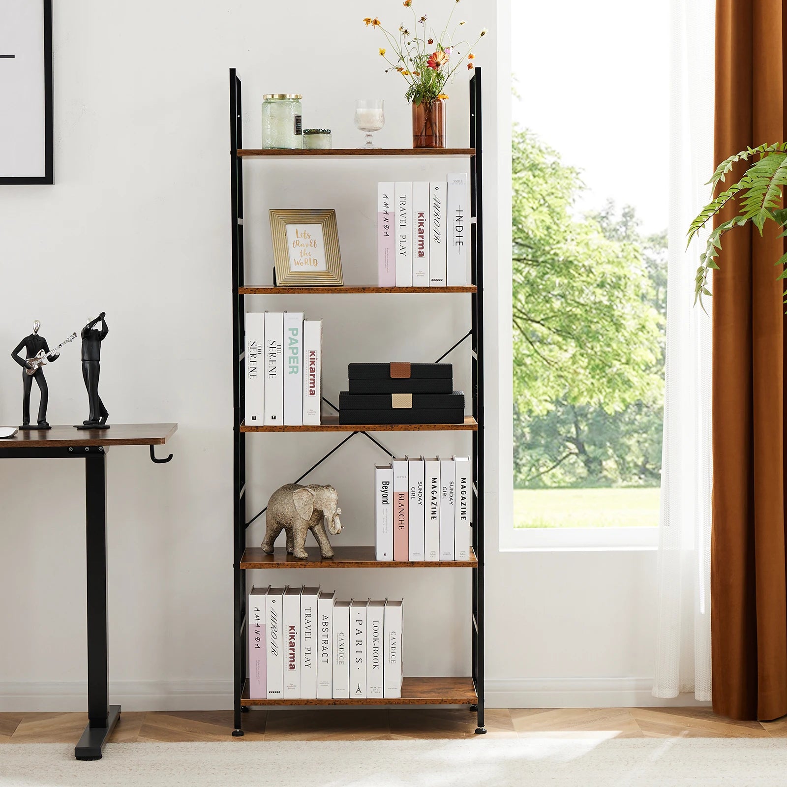 5 Tier Bookcase Bookshelf Corner Storage Organizer