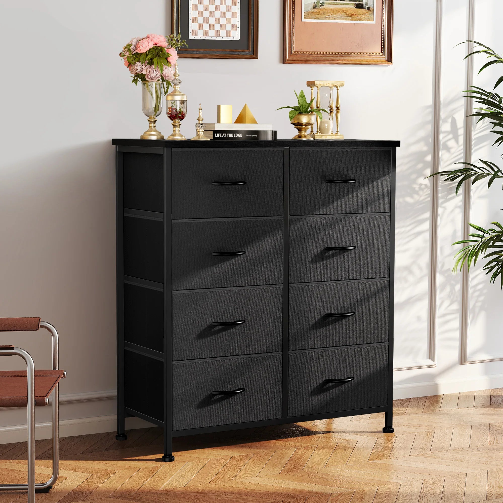 8 Fabric Drawers Dresser Steel Frame Assembly