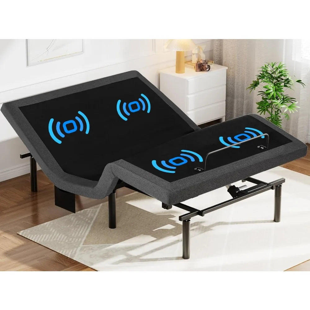 LED Queen Adjustable Bed Frame with Massage, USB Ports