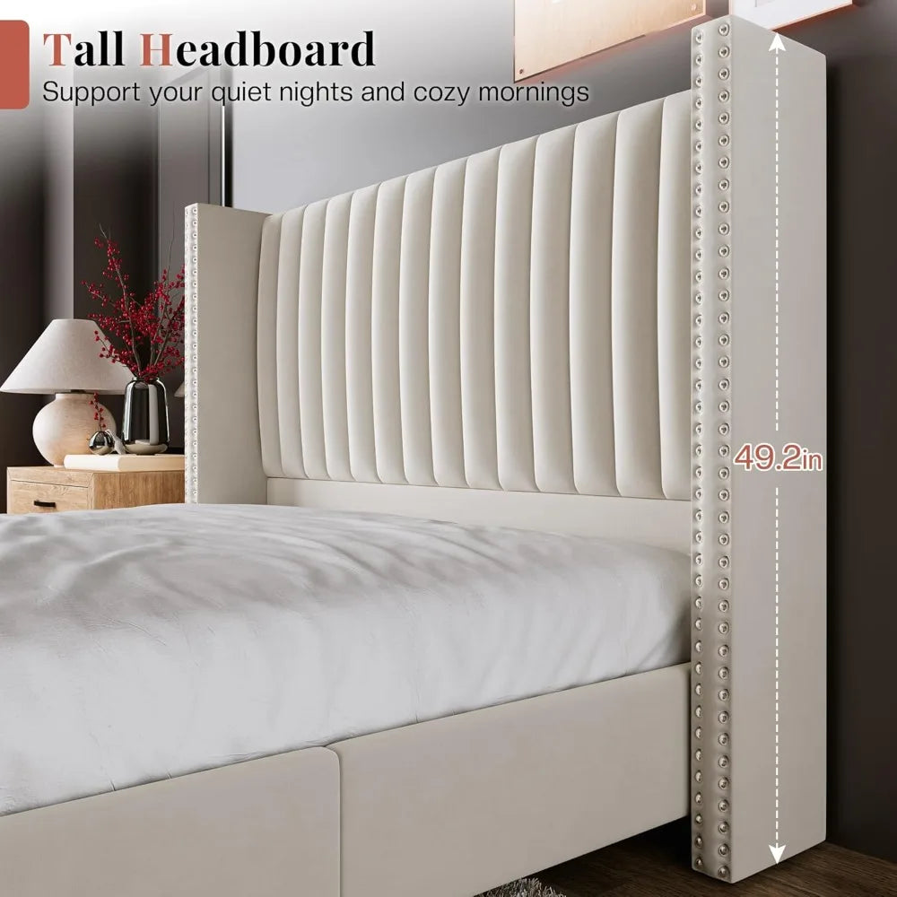 Queen Size Upholstered Platform Bed Frame