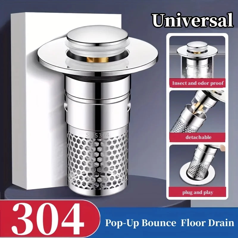 Press-Type Easy Install Anti-Clog Drain