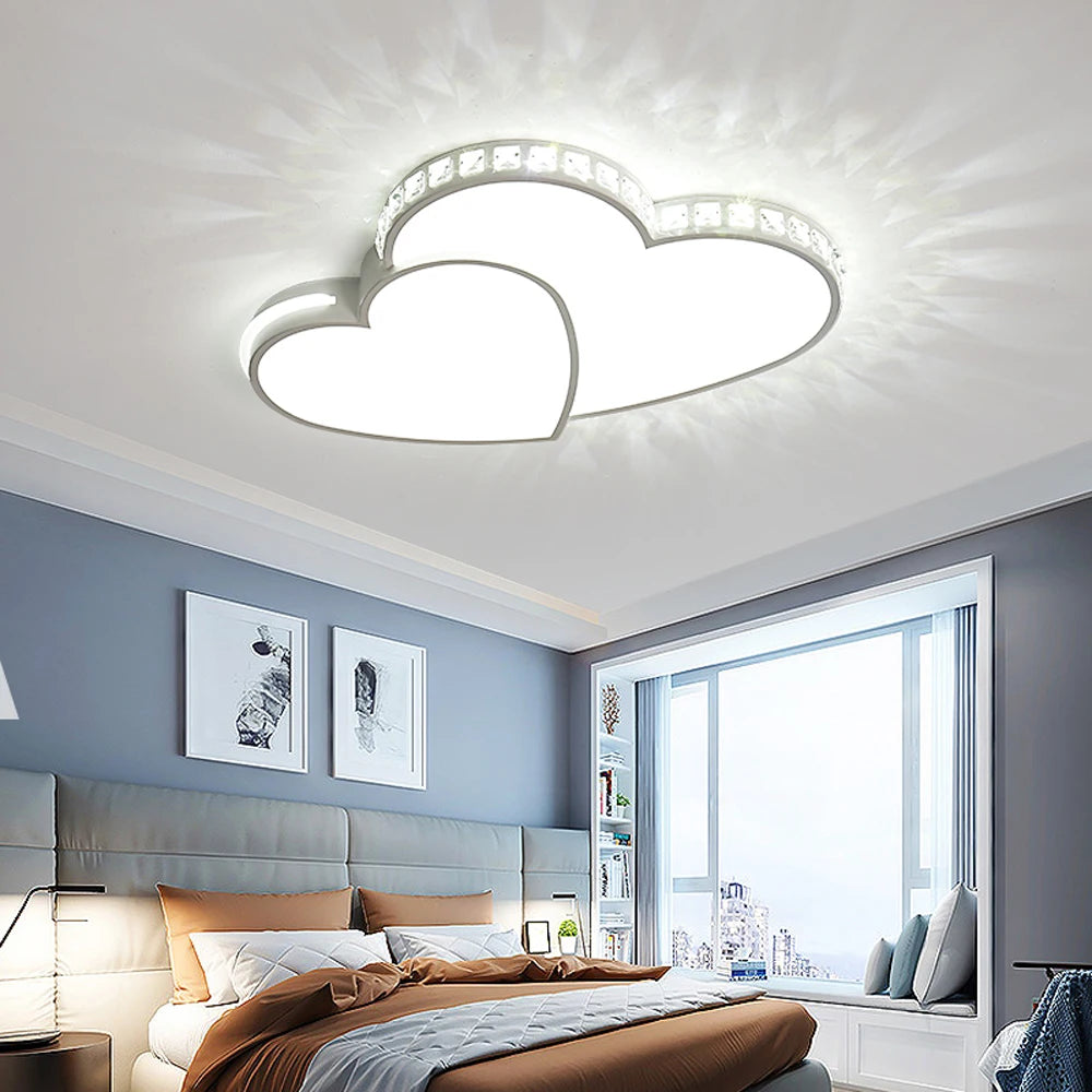 Heart Shaped Ceiling  Crystal LED Flush Mount Lamp