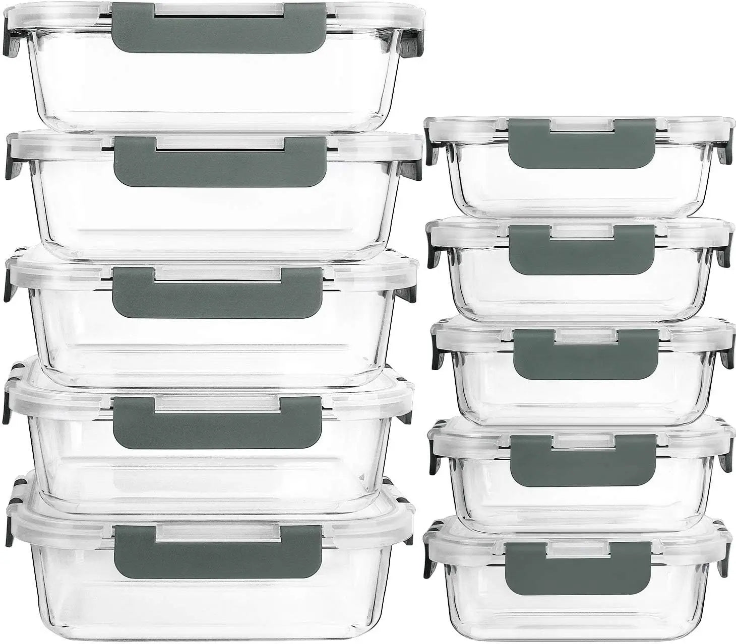 10-Pack Glass Containers with Lids