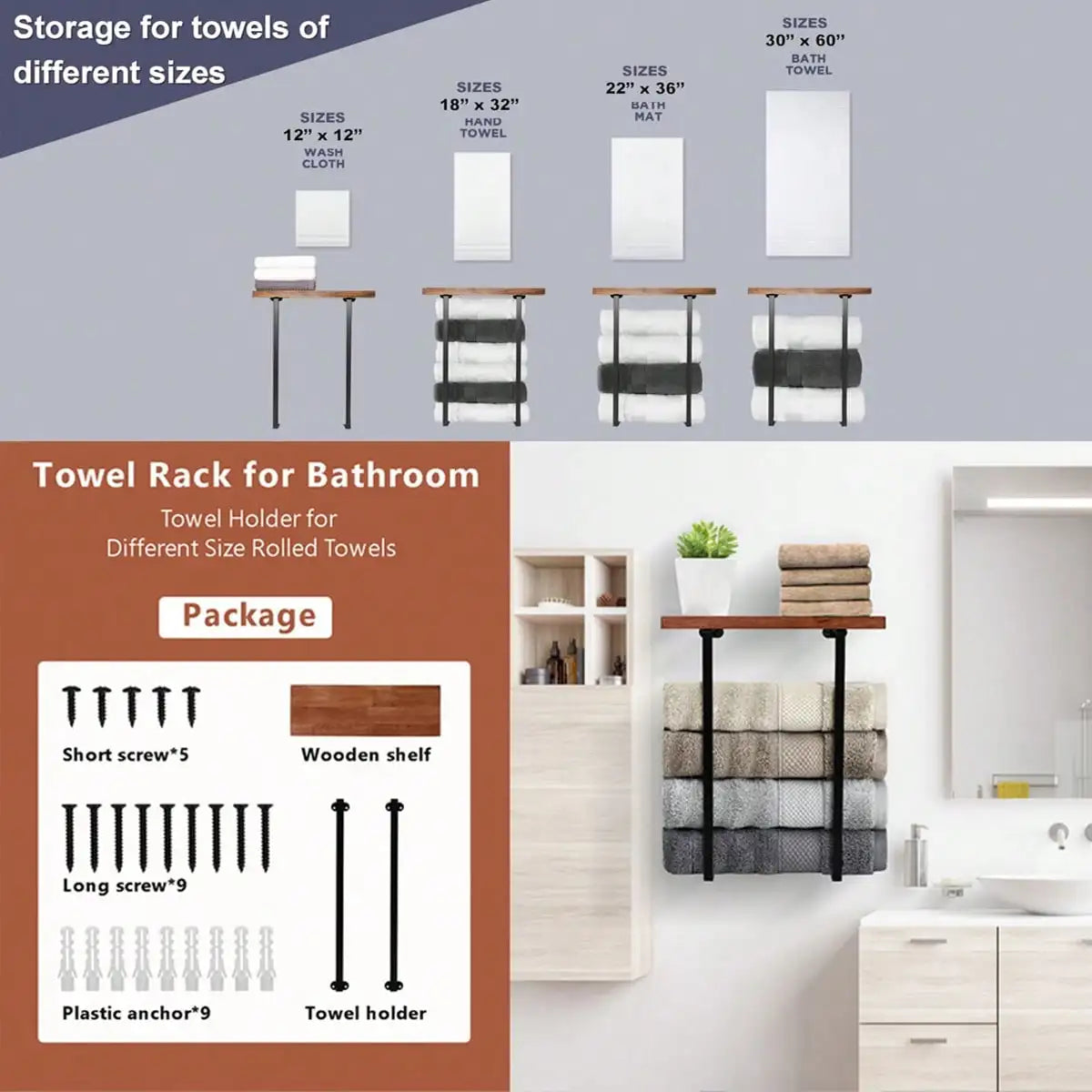 Wall Mounted Towel Rack
