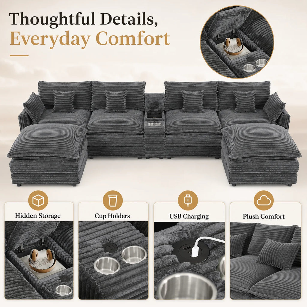 7-Piece U-Shaped Sofa Set