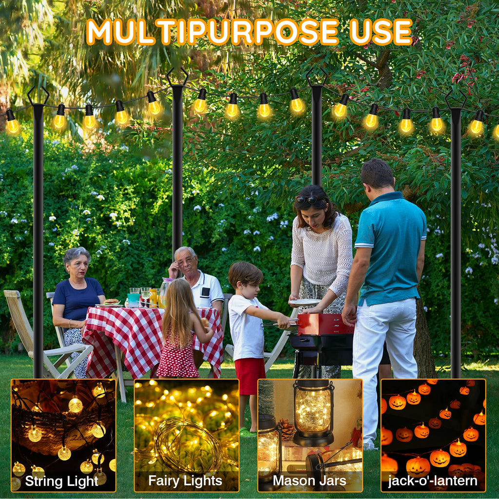 6 Pack 10FT Metal String Light Poles