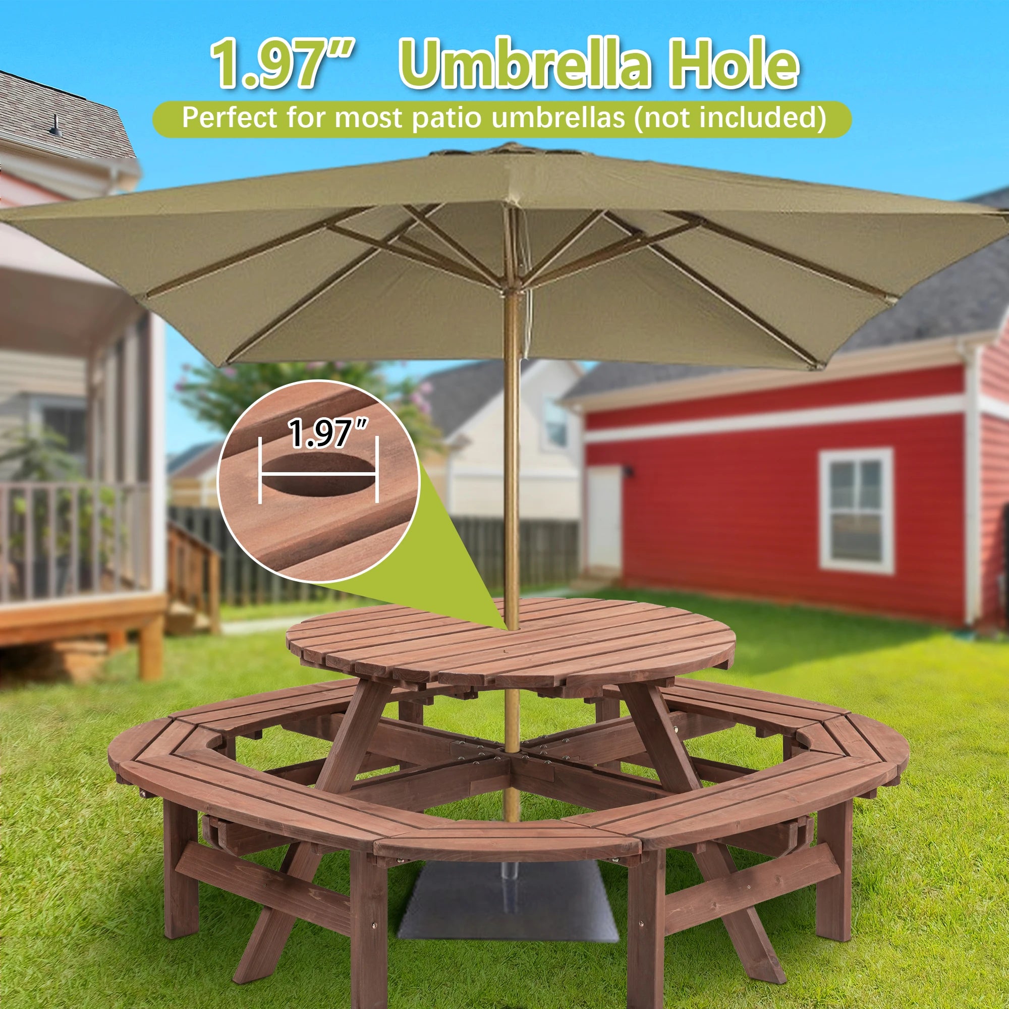 Solid Wood Round Picnic Table