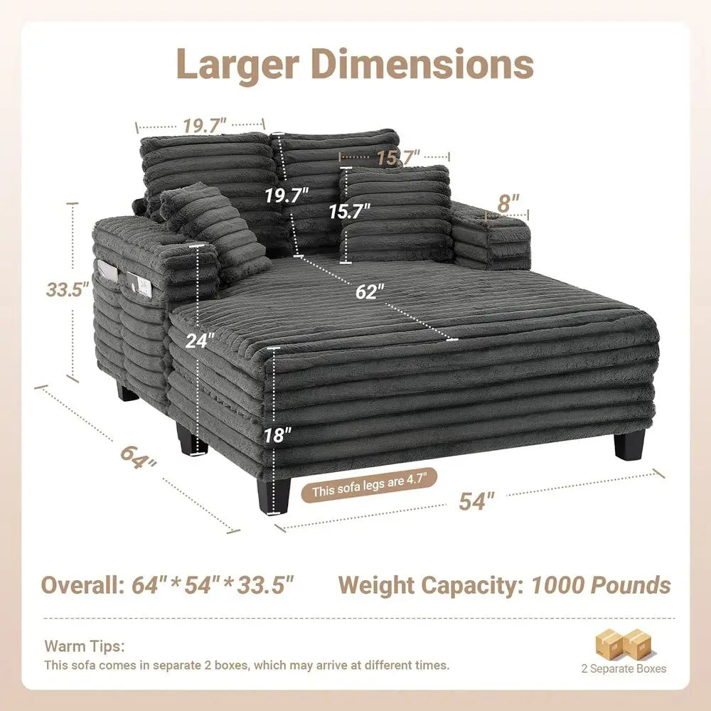 Oversized Corduroy Chaise Lounge