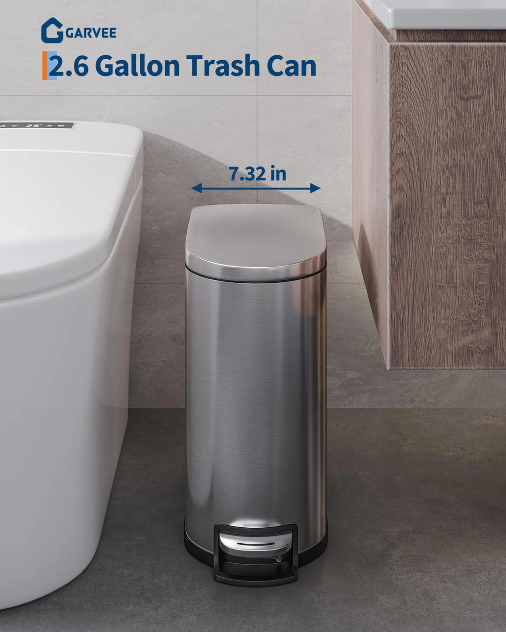 Kitchen/Bathroom Step-On Trash Can Combo Set