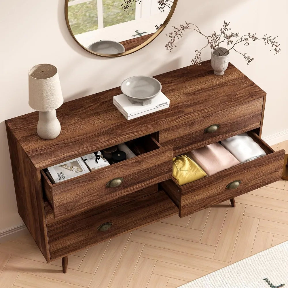 Walnut Brown 6 Drawer Dresser
