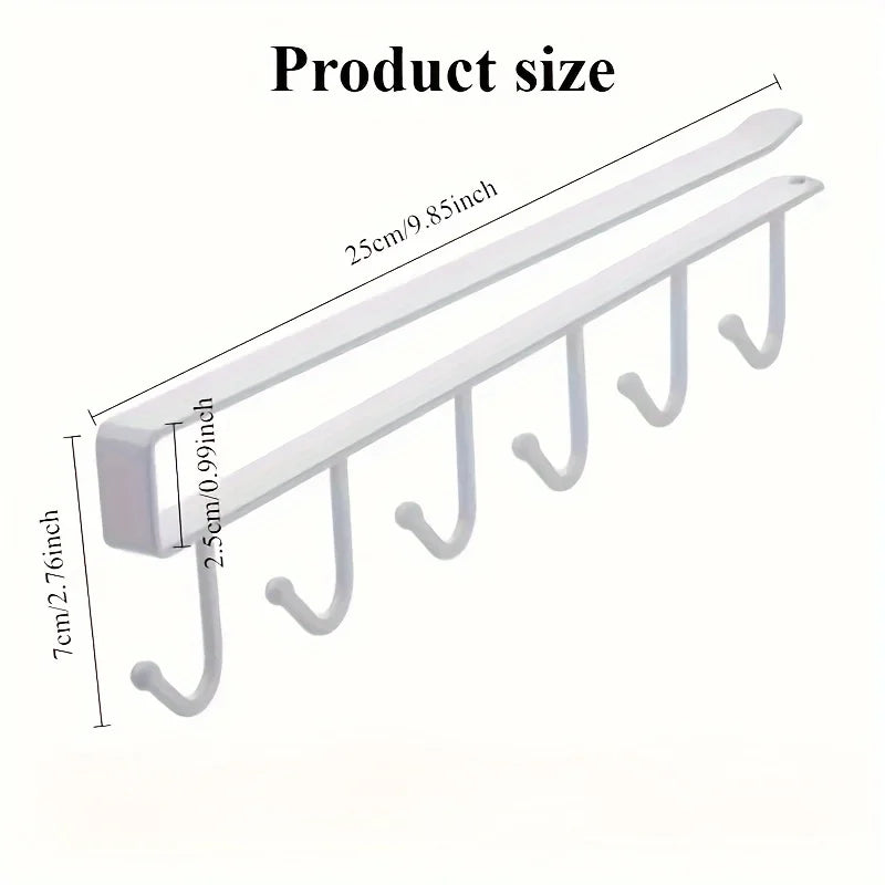 1pc Kitchen 6 Hooks Storage Rack