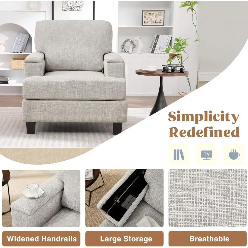 2-Piece Armrest Storage Accent Chairs