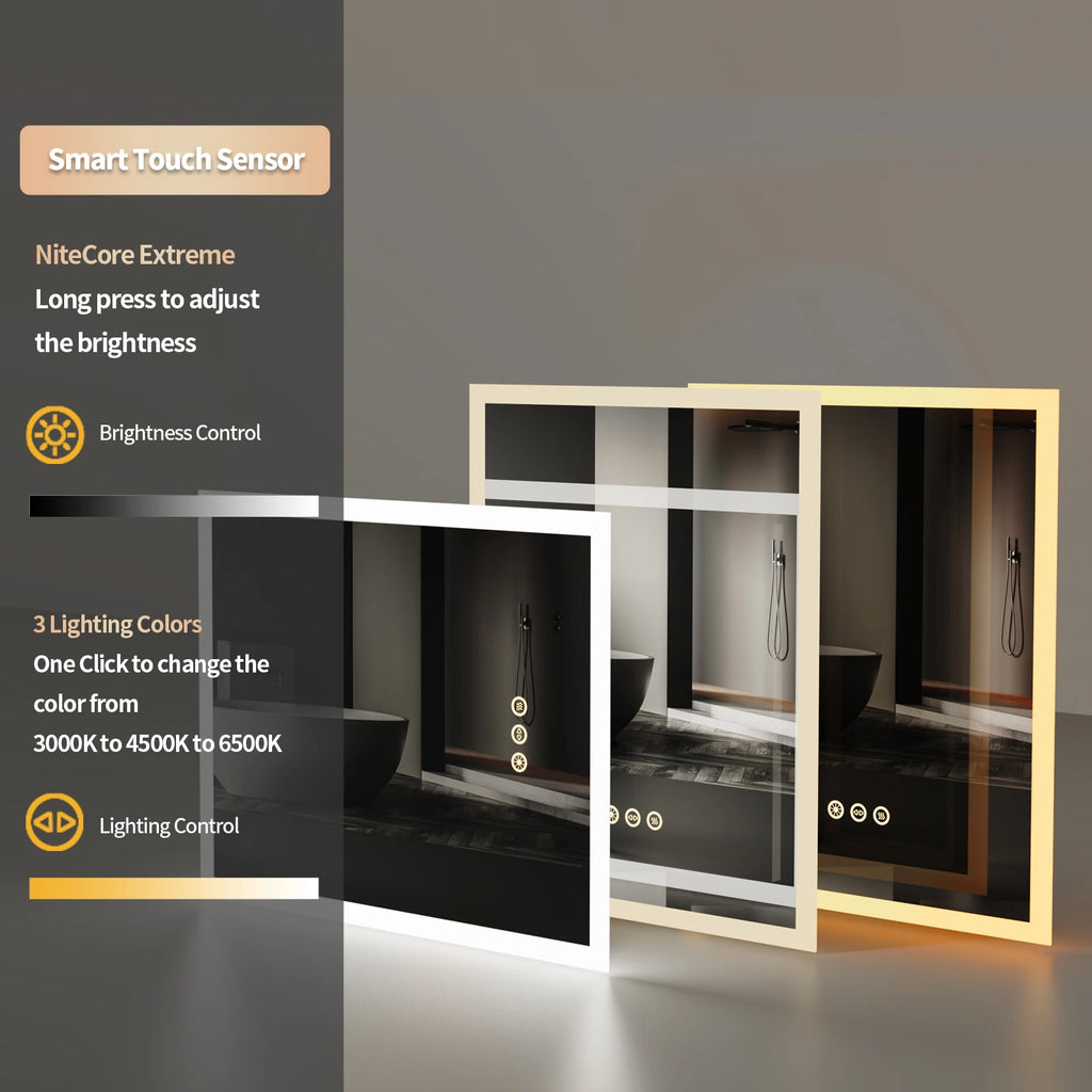 LED Mirror Wall Mount, Lights, Anti-fog  16x20 in