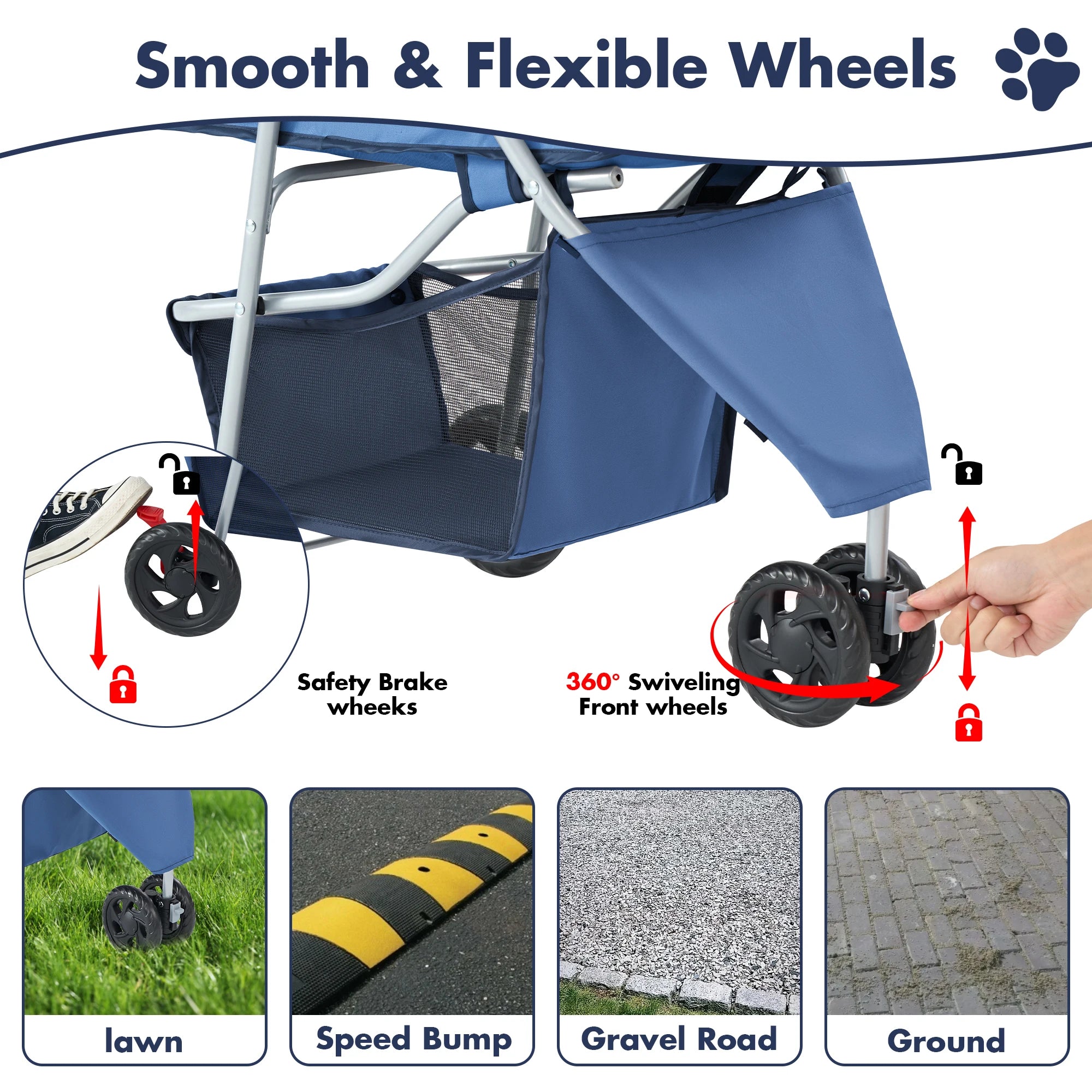 3 Wheeled Foldable Pet Stroller