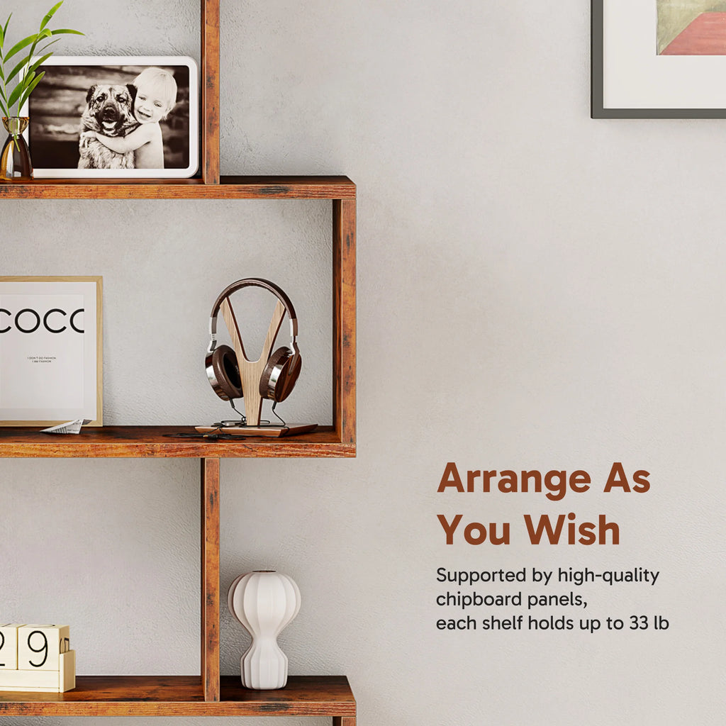 62IN Geometric Bookcase 5 Tier