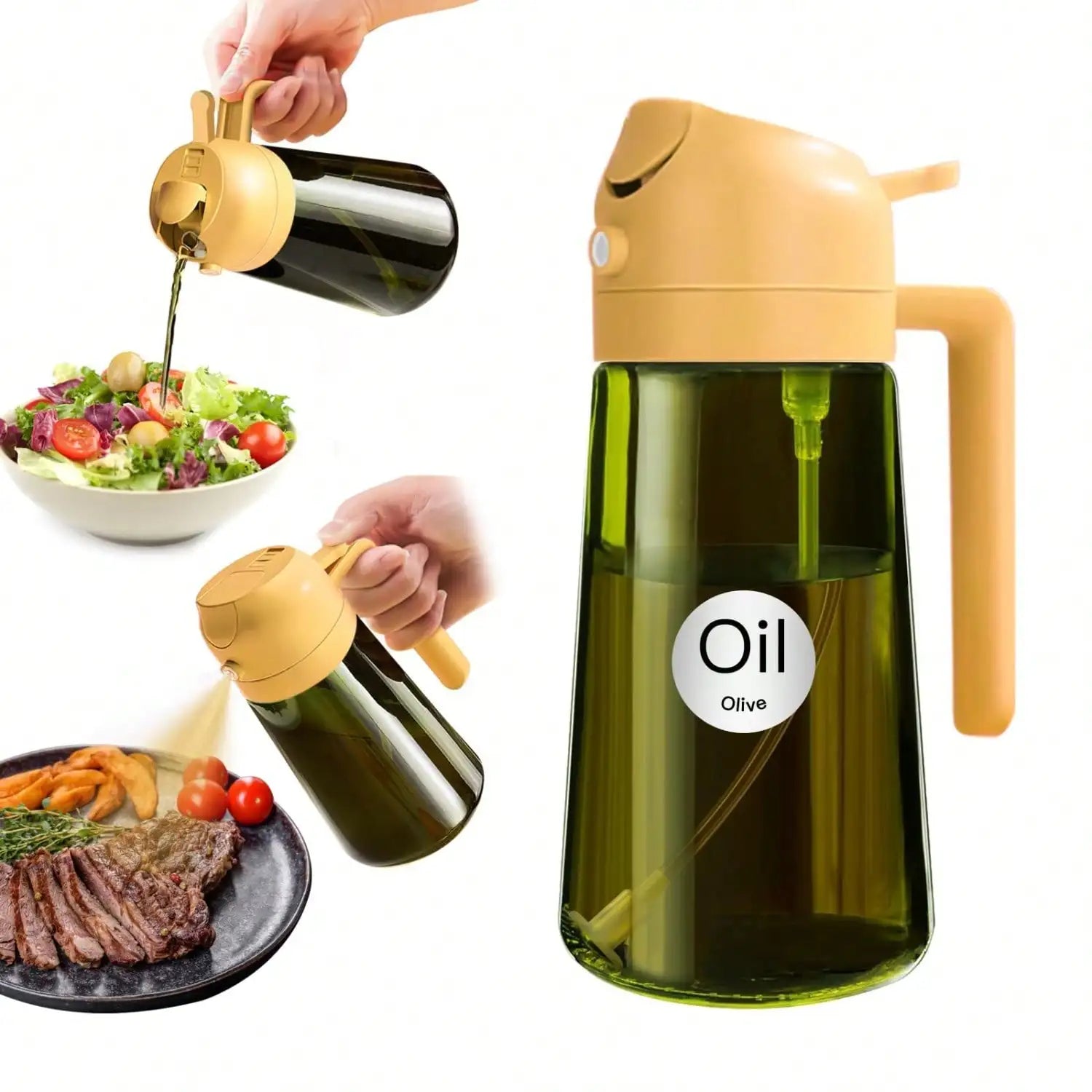 Glass Oil Dispenser 2 In 1 Spray Bottle