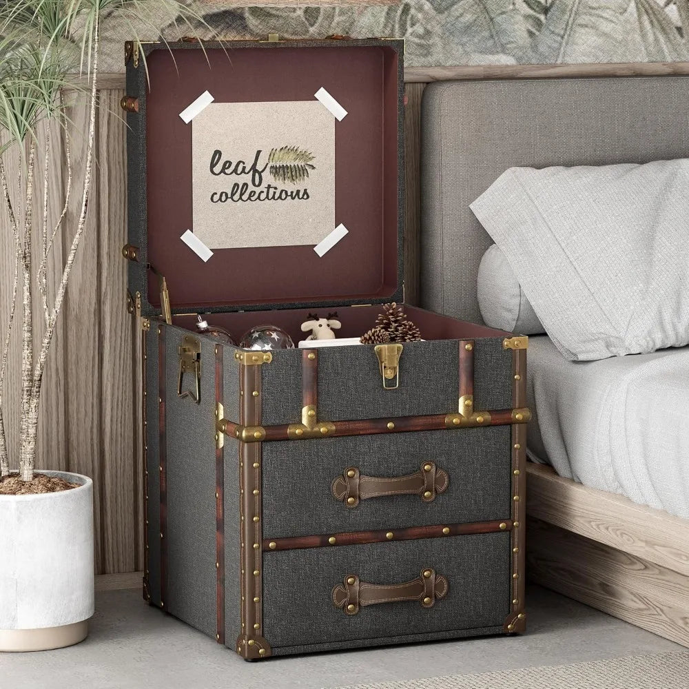 Vintage Storage Chest with Buckle Hinged Top