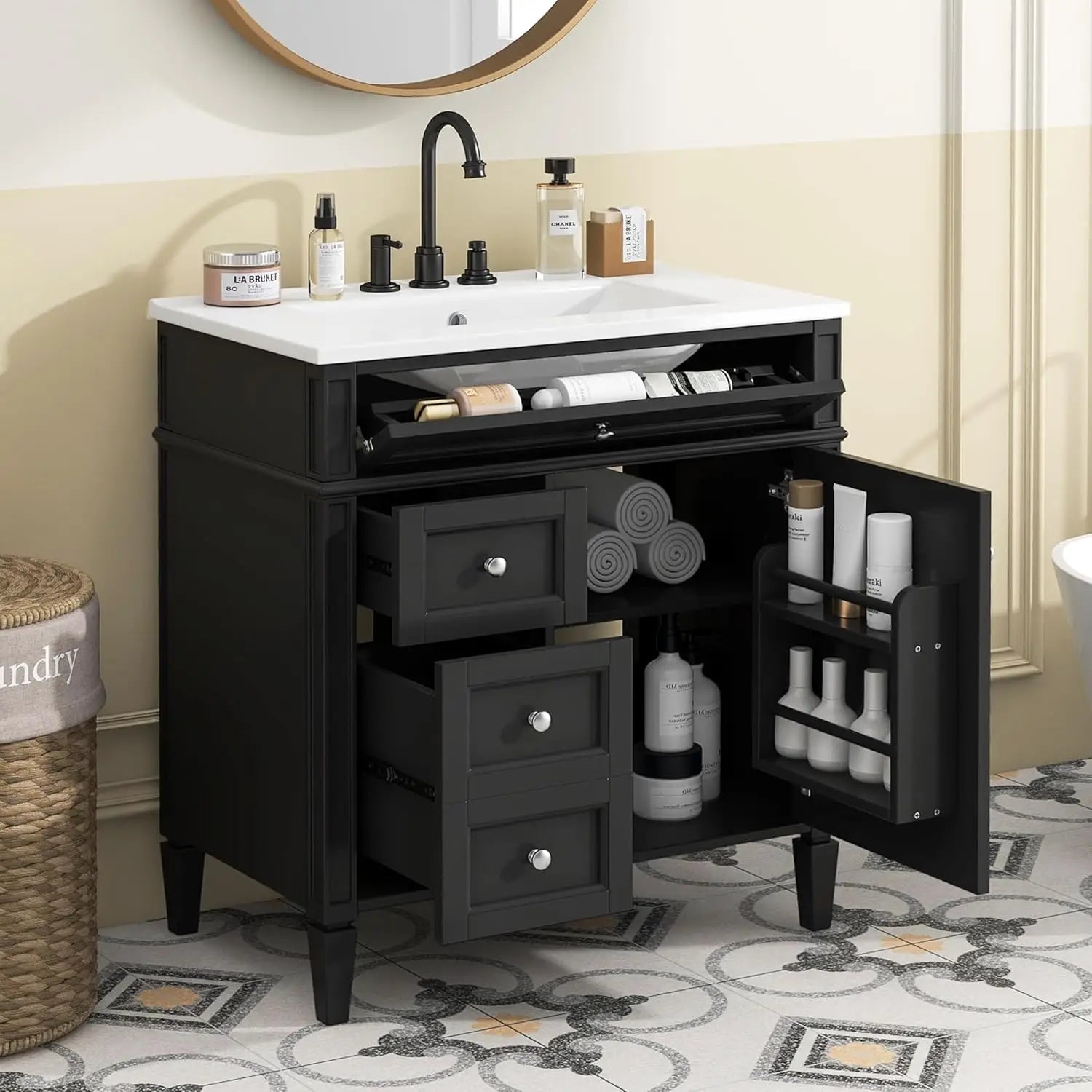 30" Bathroom Vanity Ceramic Sink