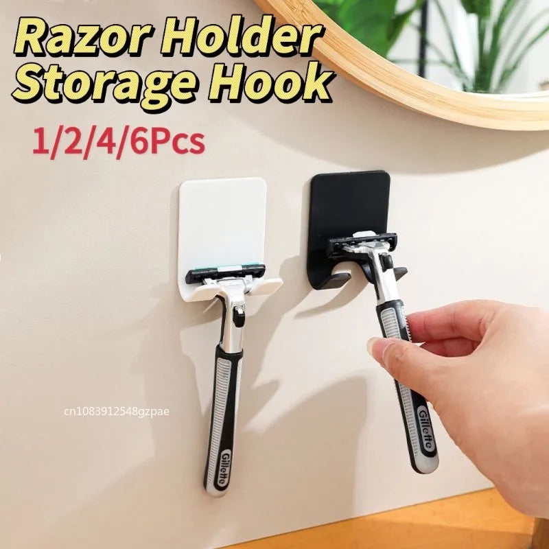 1/2/4/6Pcs Bathroom Razor  Punch-Free Holder/Hook