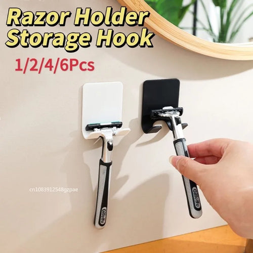 1/2/4/6Pcs Bathroom Razor  Punch-Free Holder/Hook