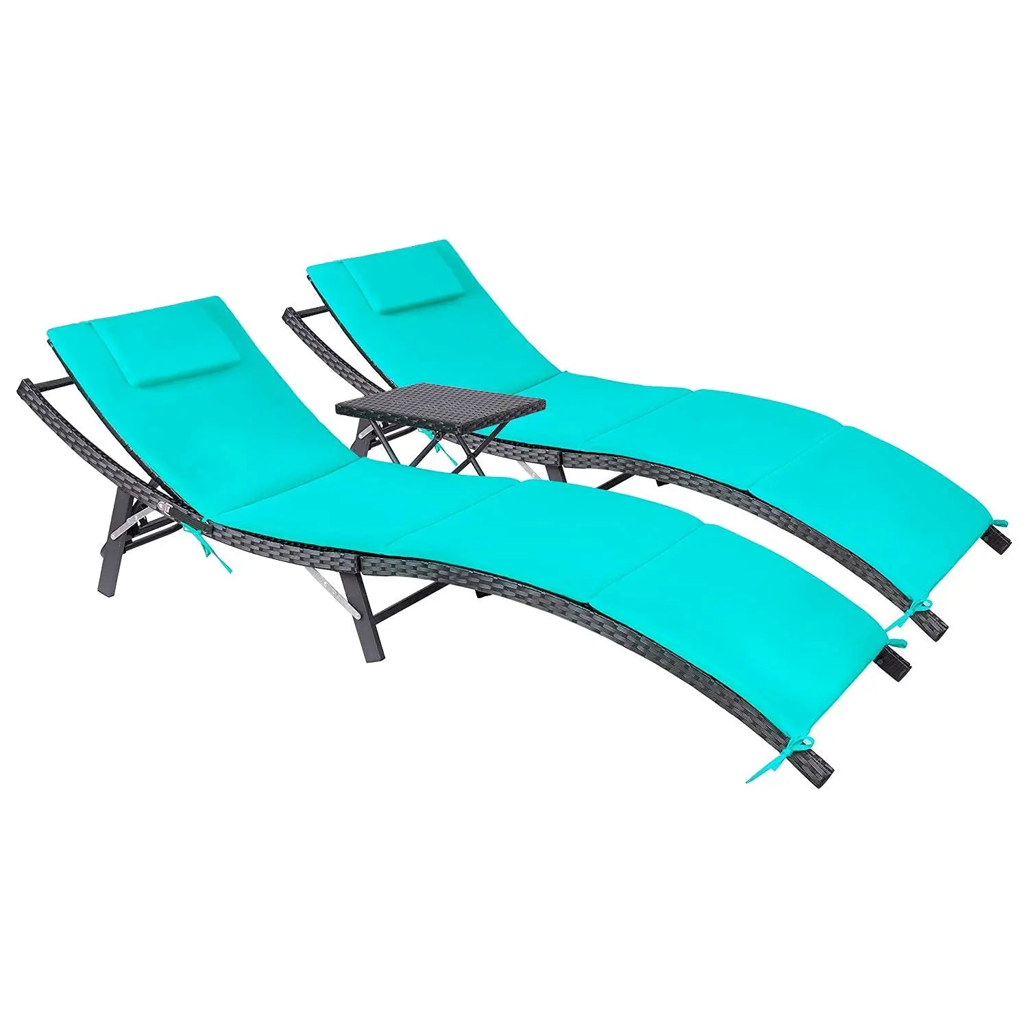 Chaise Lounge Set Folding Table 3pcs