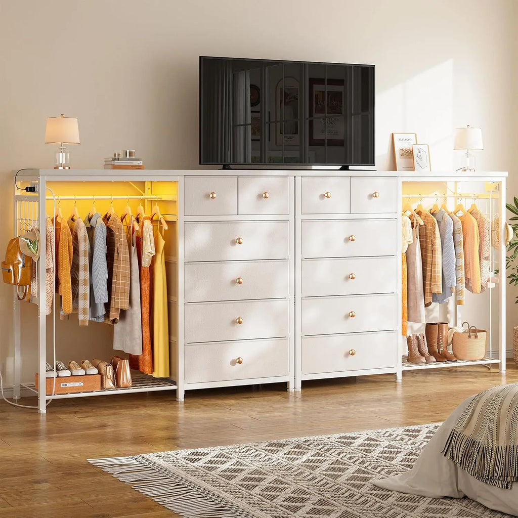 6 Drawer Dresser with LED Lights & Charging Station