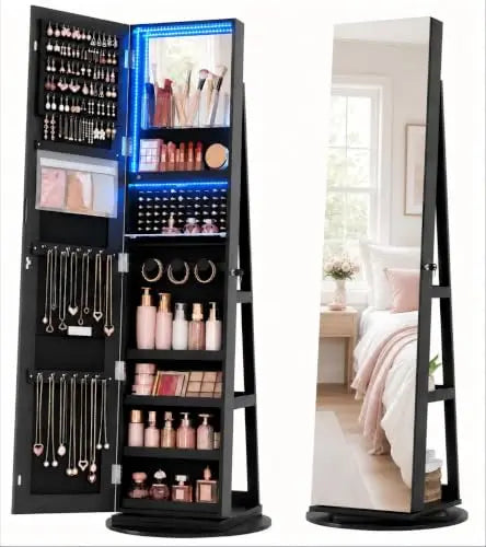 360° Swivel Jewelry Cabinet with Lights