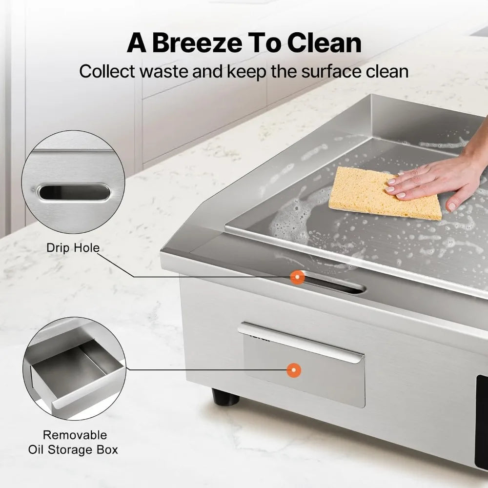 1600W 22" Stainless Steel Electric Griddle