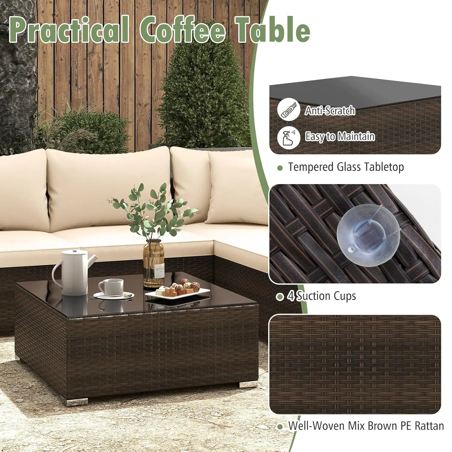 7 Pieces Wicker Patio Furniture Set