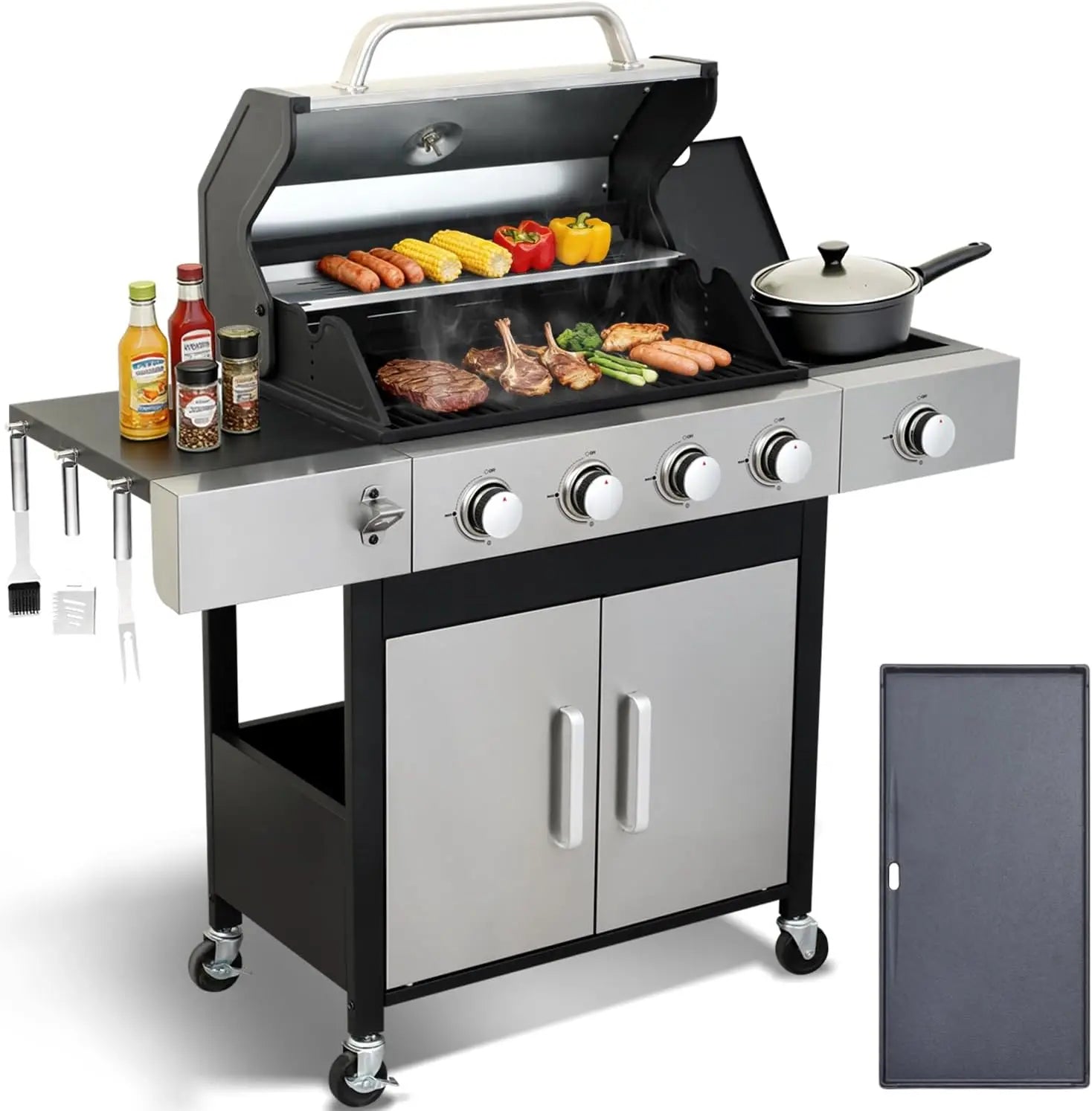 3 Burner Propane Gas Grill with Side Burner