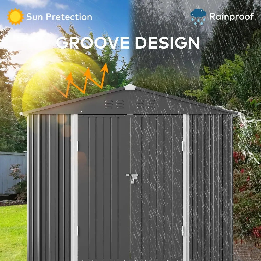 Galvanized Outdoor Storage Shed 8 x 6 FT,