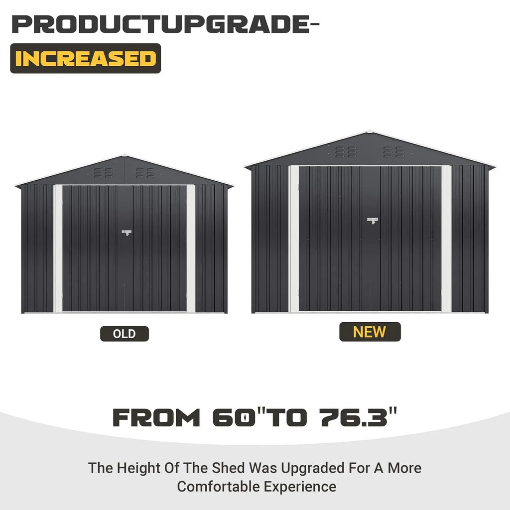 8x12FT Reinforced Metal Outdoor Storage Shed for Backyards